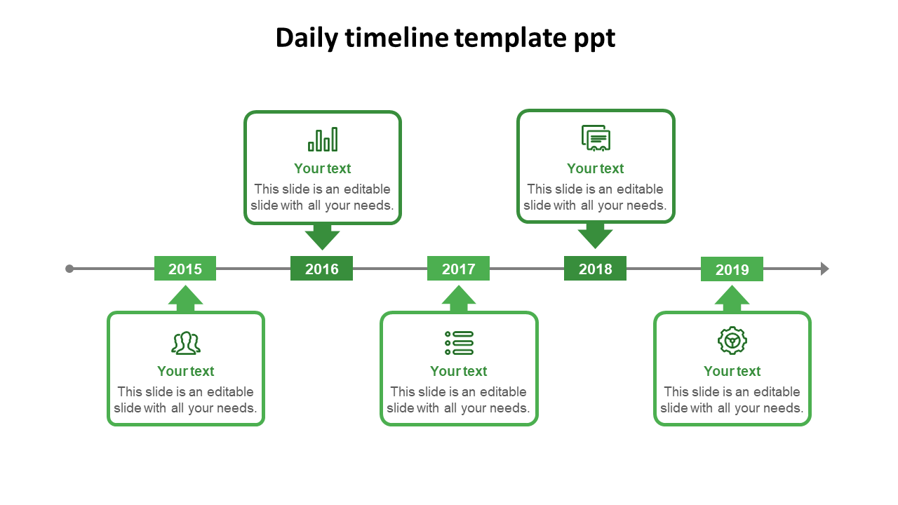 daily timeline template ppt-green